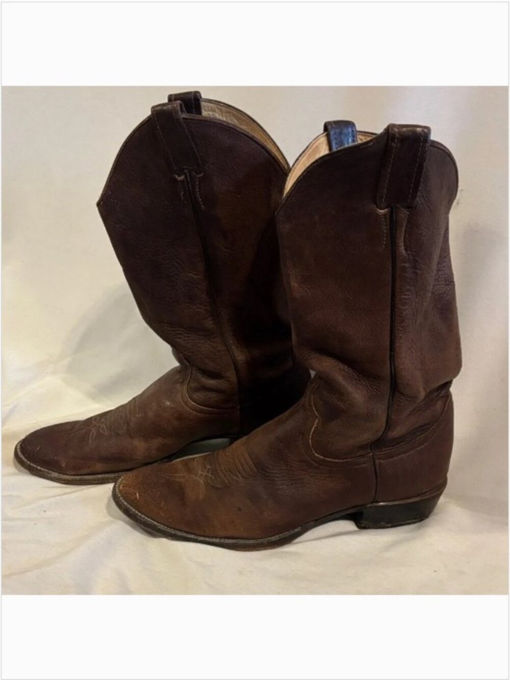 LARRY MAHAN Men Brown LEATHER COWBOY WESTERN BOOTS Size 10